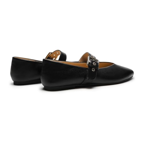 Image of C.Paravano Women's Flats Shoes | Comfortable Slip on Shoes | Ballet Flats Dress Shoes | Round Toe Mary Jane Flats with Metal Buckle Strap
