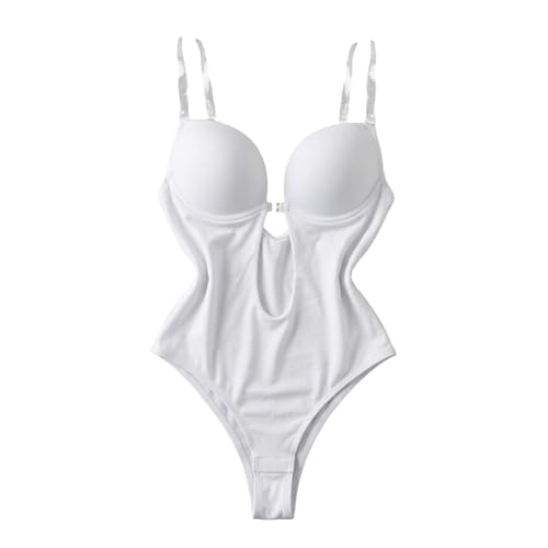Luwecf Women Bodysuit Jumpsuit Femenino Moldeador Sin Varillas con Ajuste de Cintura Y Busto Realzado Camisilla Transpirable Adecuada para Fiestas Compras Bo, Blanco, L