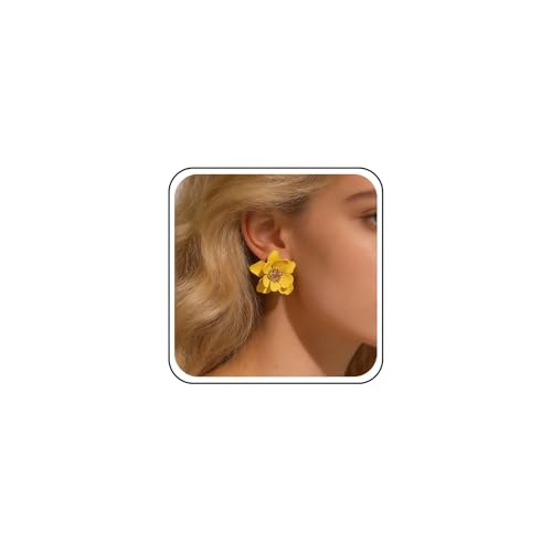 Inateannal Boho Pendientes De Flores De Resina Grandes Pendientes De Flores De Acrílico Pétalos Amarillas Pendiente Joyas Para Mujeres Y Niñas