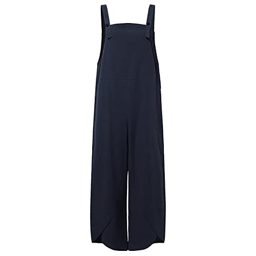 Mono de mujer de lino y algodón negro peto capri con caída fluida elegante 2