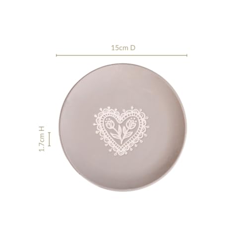 Image of Nestasia Ceramic Snack Plate Set of 2 (15cm Each) - Small Round Heart Embossed Serving Plate for Desserts, Starters & Salad | Microwave & Dishwasher Safe, 100% Food Safe & Chip-Resitant (Taupe Grey)