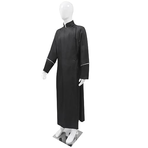 Men's Cassock Choir Cassock Minister Robe Clergy Pulpit Liturgical Church Robe Black3