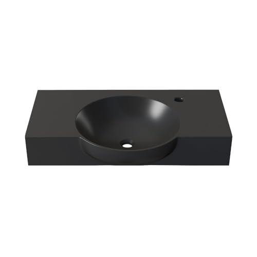 Swiss Madison Chateau 30\" Wall-Mounted Sink Center Basin with Right Side Faucet Mount in Matte Black