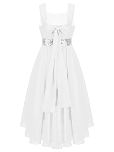 Kids Flower Girl Dress A-Line High Low Hem Bridesmaid Dress Ruched Chiffon Wedding Evening Gown2