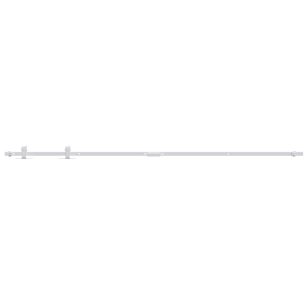 vidaXL Kit Min Puerta Corredera Armario Guías Carril Herrajes Percha Sistema Mecanismo para Granero Cocina Estudio Decoración Acero Carbono Blanca