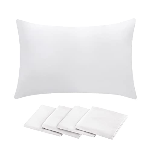 Aisbo Lot de 4 taies d'oreiller blanches - 100 % microfibre brossée douce - Taille standard 50 x 75 cm Cover
