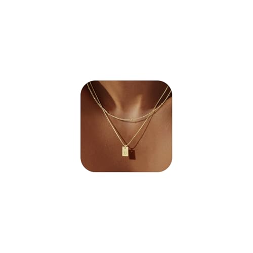 Rotnso Initial Necklace for Women, 14K Real Gold Plated Layered D Letter Pendant Necklace...