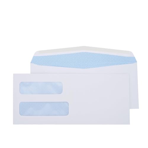 Acko # 9 500 Pack 4 x 9 Double Window Envelope Check Envelopes Tinted Security Envelopes Designed for Home Office Secure Mailing,Invoices Checks Statements and Documents - White Envelopes