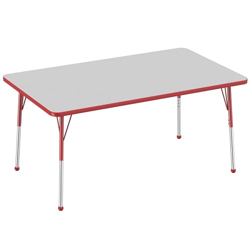 FDP 36" x 60" Rectangle Table with Ball Glide Legs - Gray/Red, 10032-GYRD