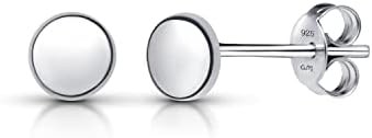 Amberta Women 925 Sterling Silver Minimalist Stud Earrings
