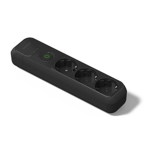 FAMATEL – Regleta 3 tomas | Enchufes con Interruptor de encendido | Sin Cable | Hasta 3680W | Protección Infantil | Orientación tomas a 45o | Evita consumos fantasma | Negro