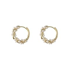 Gold Small Pearl Hoop Earrings