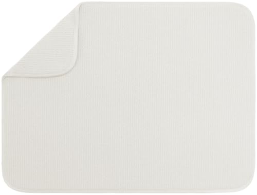 S&T INC. Dish Drying Mat XL, 18” x 24”, Absorbent Microfiber Kitchen Counter Mat, Dish Drying Pad for Dishes, Utensils, Pots and Pans, Extra Large, Cream