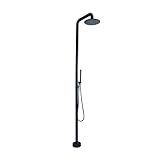 Dexinhdh Edelstahl-Außendusche Mit Bodenplatte, Freistehende Außendusche Mit Verstellbarem 25-cm-Duschkopf Für Garten, Strand, Pool Und Terrasse(Black)