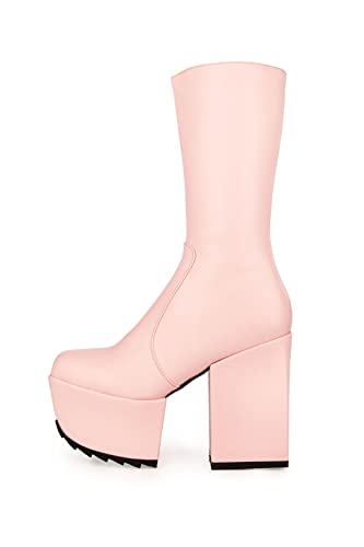 LAMODA Women's Magnolia Mid Calf Boot, Pink Pu, 7.5 UK