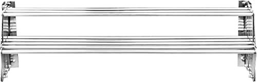 Image of Plantex Stainless Steel Foldable Clothes Drying Rack /Cloth /Towel Stands for Drying Clothes - Wall Mount (Chrome - 24 inch)