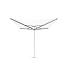 Brabantia 50m Essential Rotary Washing Line (Metallic Grey) Collapsible Umbrella System, 4 Arm Outdoor Clothes Dryer + 35mm Plastic Ground Tube