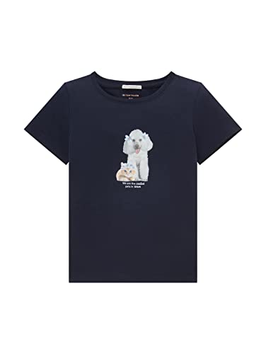 TOM TAILOR Mädchen Kinder T-Shirt mit Pudel-Print 1037128, Blau,...