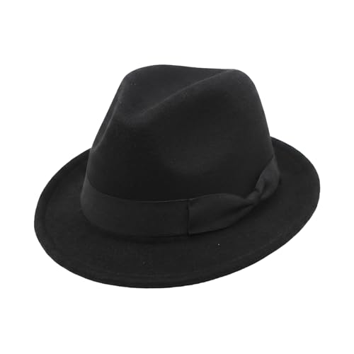 Sombrero Fedora clásico Manhattan Trilby para hombre de borde corto estructurado en fielro con banda negra