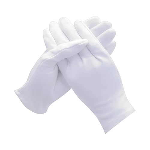 BWEISSTH 28 Pcs (14 Pairs) White Cotton Gloves for Dry Hand Moisturizing Cosmetic Eczema Hand Spa and Coin Jewelry Inspection, Checking,Serving Gloves Stretchable Lining Gloves Moisturizing Gloves