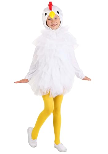 Disfraz infantil de pollito blanco con vestido y capucha miniatura 1