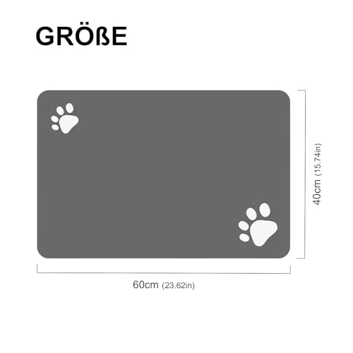 60x40cm Haustiere Unterlage Futterunterlage Hund rutschfest Saugfähige Schnelltrocknende Silikon Matte Futternapf Hundenapf wasserdichte Katzennapf Napfunterlage