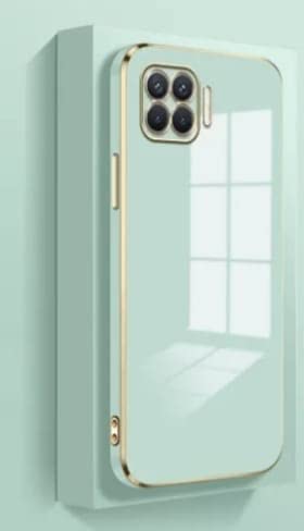 Image of Apurb Store for Oppo F17 Pro Plating Square Gold Frame Phone Case Luxury Soft Silicone Back Cover (for Oppo F17 Pro, Mint Green)
