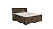 ALTDECOR Boxspringbett mit H3-Matratze (20 cm hoch) mit Bonellfederung + PUR, Topper (5 cm hoch), Polsterbett mit Kopfteil und Bettkasten mit Gasdruckfedern 180x200 - Braun M.V 2214 - Daily