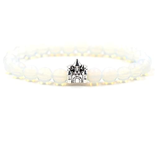 Bracelet de perles de pierre 8 mm bracelet stretch 19cm avec château pour homme et femme