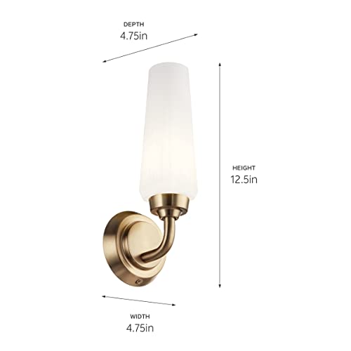 Image of Kichler, Truby 11.5 Inch 1 Light Wall Sconce with Satin Etched Cased Opal Glass in Champagne Bronze, 55073CPZ
