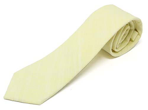 Image of Men's Chambray Cotton Skinny Necktie Tie Textured Distressed Style - 2.5 inch Width