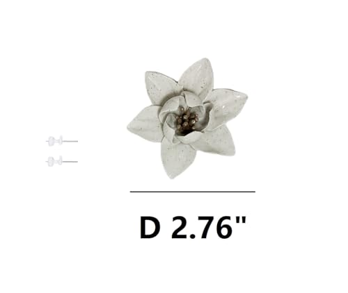 Image of Ceramic Flower Wall Art Decor, Artificial Flower Wall Sculpture,Handmade Ceramic Flowers for Home,Hallway,Living Room, Kitchen,Bathroom (Spotted Color,Magnolia, 2.76 inch)