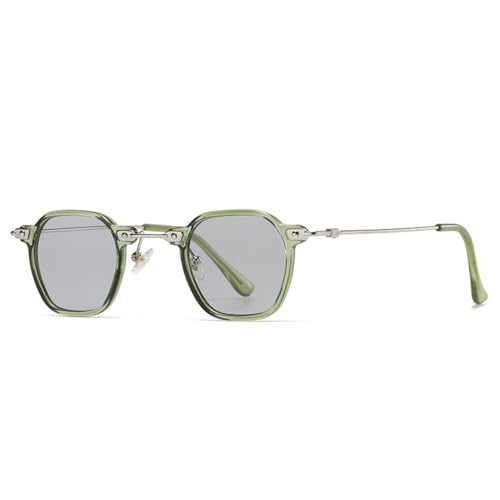 Lunettes de soleil rétro à verres dégradés vert gris clair et monture carrée à rivets