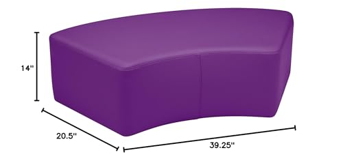 Image of Sprogs 12 inch H Structured S-Curve Stool -Flexible Modular Collaborative Soft Seating for Office, Home, Lounge and School Classrooms with Durable Frame & Set of 2 inch Legs Add-on - Purple