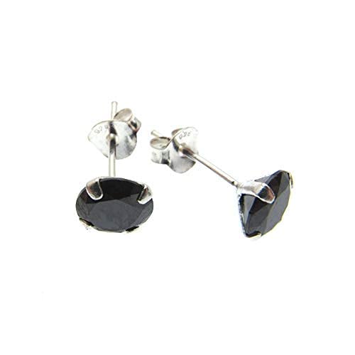 Mens Black Earrings Black Onyx Studs 925 Sterling Silver Black Earrings For Men Medium Mens Studs Round Mens Stud Earrings 6Mm Mens Jewelry Faceted Studs #TOP6