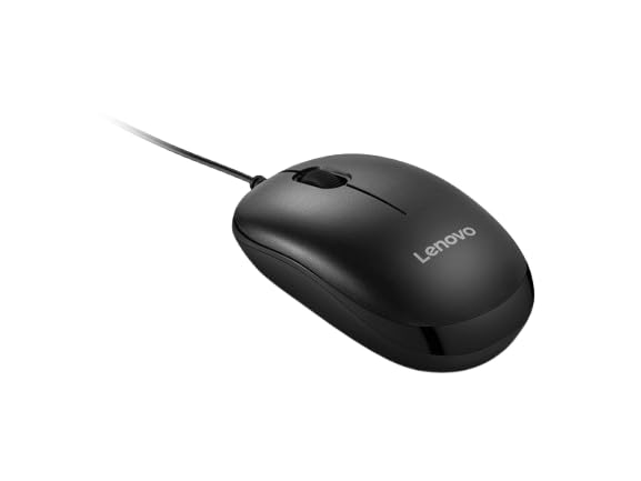 Image of Lenovo USB-A Wired Mouse, High Resolution 1600 DPI, 1.5 m USB-A Cable, Upto 3 Million Click Life, 2-Way Scroll Wheel (up /Down), Red Optical Sensor, 0.093Kg, 4Y51U02456, 1Y Warranty