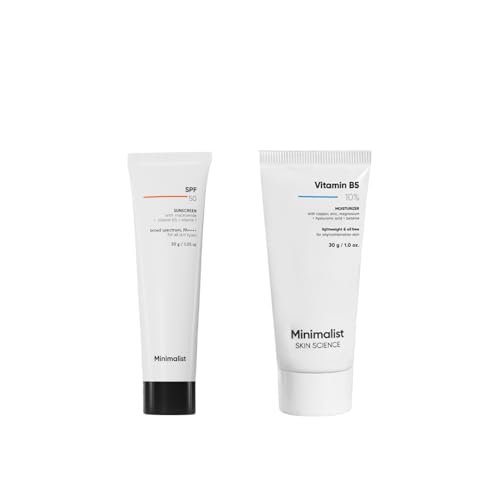 Image of Minimalist Daily Hydration & Sun Protection Mini Combo | SPF 50 PA++++ Cream Sunscreen 30g + 10% Vitamin B5 Oil-Free Gel Moisturizer 30g | For Oily & Acne-Prone Skin