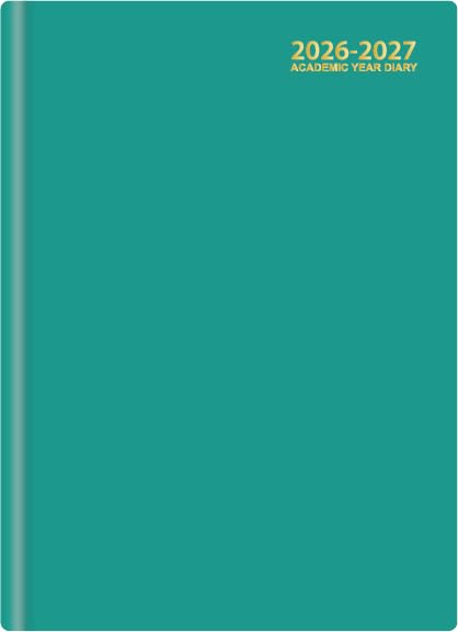 BG (C2290) Mid-Year Term Time 2026/2027 Academic Hardback A5 Week to View Planner, Teal Green
