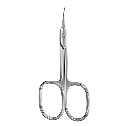 Cuticle Nail Scissors Curved Blade Professional Stainless Steel Beauty Scissors, for Manicure Pedicure, Eyebrows, Nose, Eyebrows, Eyelash, Beard, Mustache, Toenails (Cuticle Scissors)