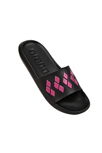 ARENA Urban Slide Sandals Pool Flip Flops, Diamonds Black/Pink, 11
