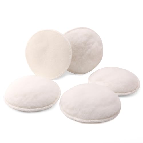 Tampon de polissage en laine d'agneau, Lammwollhaube, 150mm Lot de 5 peaux à polir Disque de Polissage, Bonnet de Polissage en Laine, système auto-agrippant,...