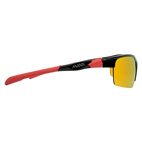 Switchback Mirrored Sport Sunglasses with a TR90 Black & Red Half-Frame and Amber Lenses3
