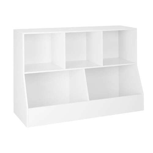 DINZI LVJ Toy Storage Organizer, Kids Cubby Cabinet with Bookshelf, 5-Cube