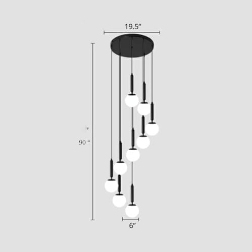 Image of Avior Long Height Chandelier for Staircase, Double Height Jhoomar Hanging Light for Hall Ceiling, Lamp for Living Room, Restaurant (9 Lights Round Cluster Jhoomer|Jhumer, 7.5 Feet Spiral Shape)