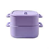 2 cuencos de silicona para cocinar y cocinar al vapor para microondas, recipientes de 22 x 17 x 14 cm para verduras, pescado, aves de corral y almacenamiento de alimentos, resistentes al calor y al