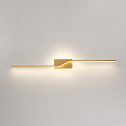 Aplique de Pared Lineal Moderno LED Dorado, lámpara de Pared de Tira Larga, iluminación de Pared para tocador de Interior, lámpara de Pared para Sala de Estar, Dormitorio, Luces de Pared con 3 mo