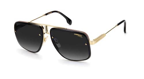 Carrera GLORY II 59MM 0RHL/9O Gold/Black / Grey Shaded Rectangle Sunglasses for Men for Women + BUNDLE With Designer iWear Complimentary Eyewear Kit 59