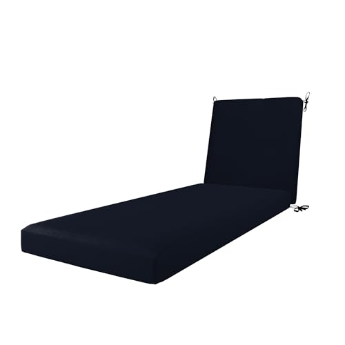 California Umbrella Outdoor Chaise Lounge Cushion, 24 x 78 Inch, Premium Outdoor Memory Foam, Fade Resistant, Sunbrella Fabric, Patio Lounger Cushion with Fabric Ties, Navy