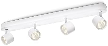 Philips myLiving Star - Barra de focos, LED, 4 luces, aluminio, luz blanca cálida, 3 W, color blanco