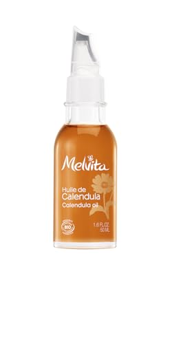 Melvita - Huile de Calendula - Huiles De Beauté - Apaisante, Soin pour Peaux Fragiles et Réactives - Flacon en Verre avec Applicateur Précis - 50 ml